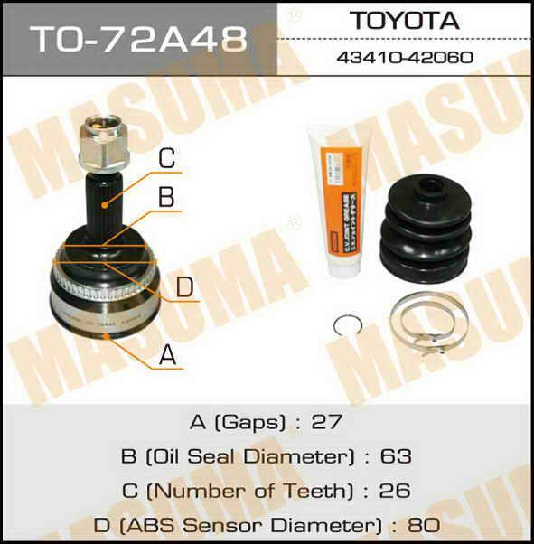 Masuma TO-72A48 CV joint TO72A48