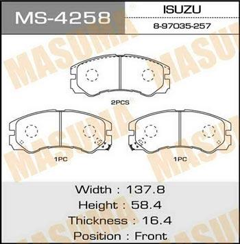 Masuma MS-4258 Brake shoe set MS4258