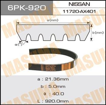 Masuma 6PK-920 V-ribbed belt 6PK920 6PK920