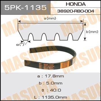 Masuma 5PK-1135 V-ribbed belt 5PK1135 5PK1135