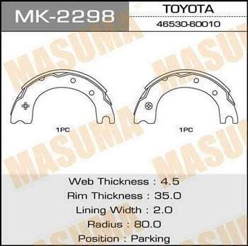 Masuma MK-2298 Brake shoe set MK2298