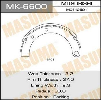 Masuma MK-6600 Brake shoe set MK6600