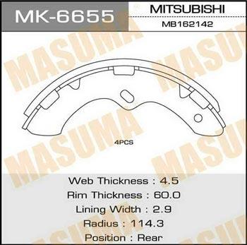 Masuma MK-6655 Brake shoe set MK6655