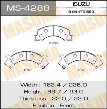 Masuma MS-4288 Brake shoe set MS4288
