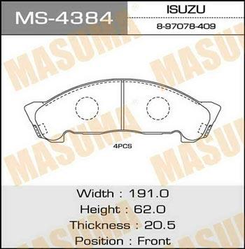 Masuma MS-4384 Brake shoe set MS4384