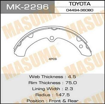 Masuma MK-2296 Brake shoe set MK2296