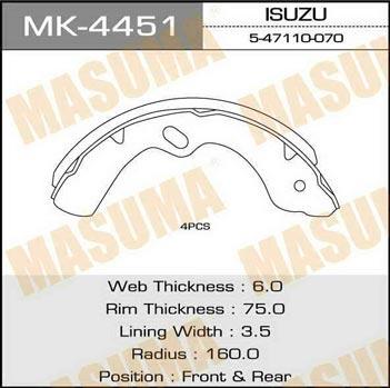 Masuma MK-4451 Brake shoe set MK4451
