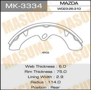 Masuma MK-3334 Brake shoe set MK3334