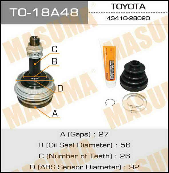 Masuma TO-18A48 CV joint TO18A48