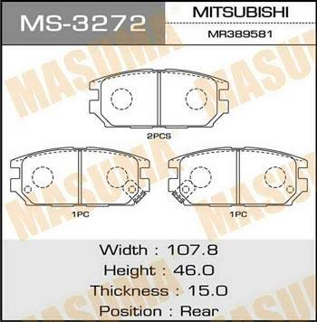 Masuma MS-3272 Brake Pad Set, disc brake MS3272