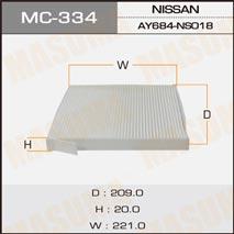 Masuma MC-334 Filter, interior air MC334