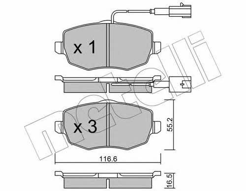 Brake pad kit Lancia Ypsilon: 2205281 Metelli Brake pad set