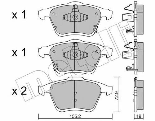 Brake pad Mazda 6: 2208050 Metelli Brake pad set