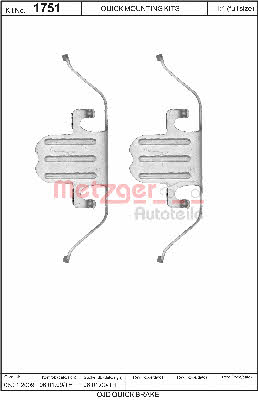 Metzger 109-1751 Mounting kit brake pads 1091751