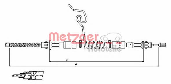 Metzger 11.5576 Parking brake cable, right 115576
