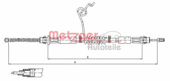 Metzger 11.5668 Parking brake cable, right 115668