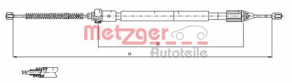 Metzger 11.6598 Parking brake cable, right 116598