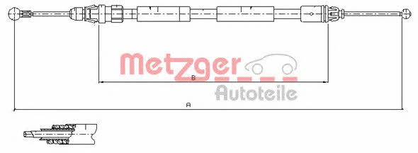 Metzger 11.6808 Parking brake cable, right 116808