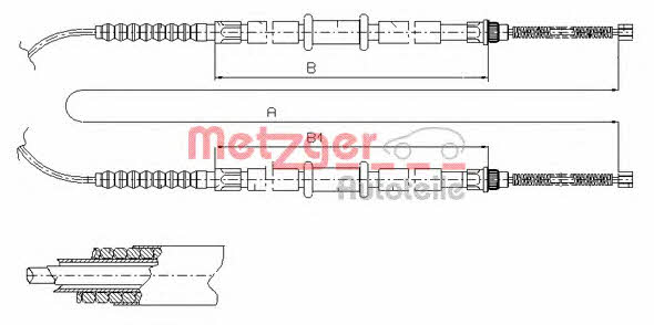 Metzger 1261.3 Cable Pull, parking brake 12613