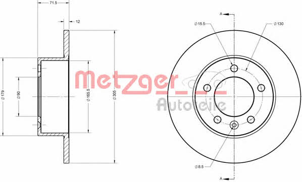Metzger 6110011 Rear brake disc, non-ventilated 6110011