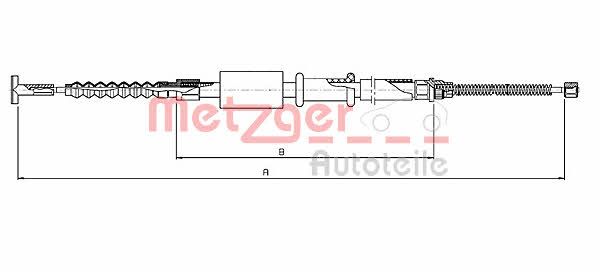Metzger 461.14 Parking brake cable, right 46114