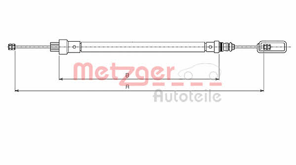Metzger 491.2 Parking brake cable, right 4912