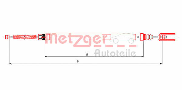 Metzger 491.4 Parking brake cable, right 4914