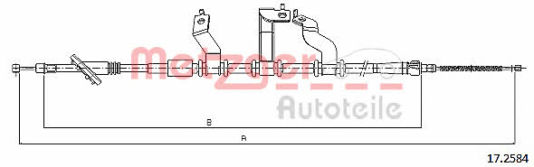 Metzger 17.2584 Parking brake cable, right 172584