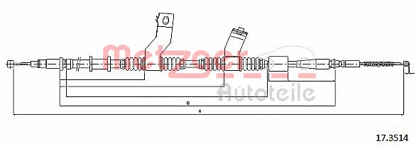 Metzger 17.3514 Parking brake cable left 173514