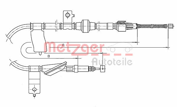Metzger 17.4015 Parking brake cable, right 174015