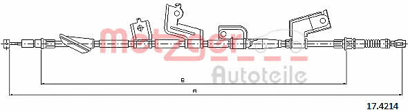 Metzger 17.4214 Parking brake cable, right 174214