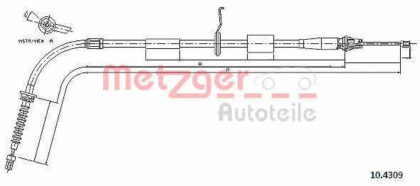 Metzger 10.4309 Parking brake cable left 104309