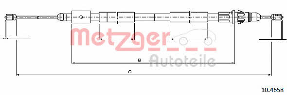 Metzger 10.4658 Parking brake cable, right 104658