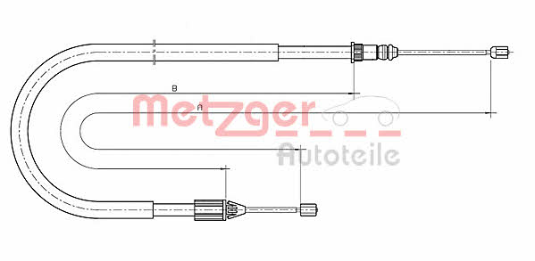 Metzger 10.6698 Parking brake cable, right 106698