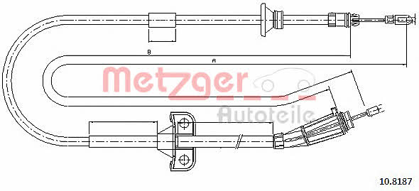 Metzger 10.8187 Parking brake cable, right 108187