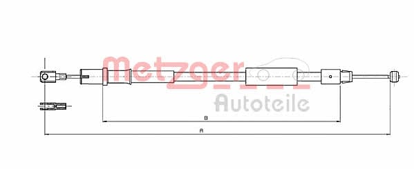 Metzger 10.9836 Parking brake cable, right 109836