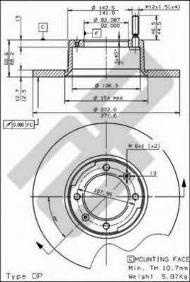 Metzger 14056 Unventilated front brake disc 14056
