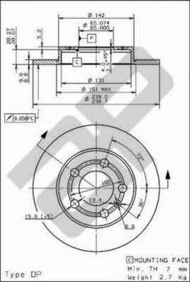 Metzger 14841 V Rear brake disc, non-ventilated 14841V