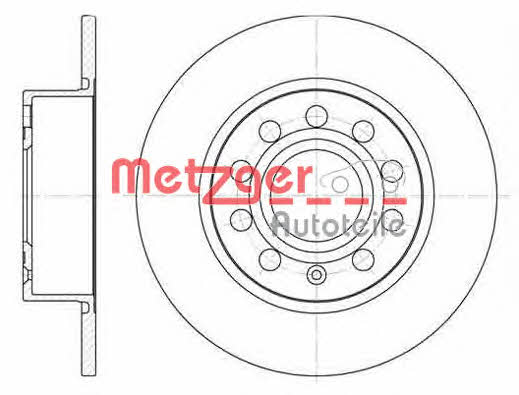 Metzger 14861 V Rear brake disc, non-ventilated 14861V