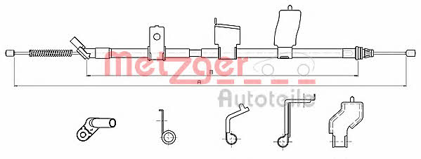 Metzger 17.0327 Parking brake cable left 170327