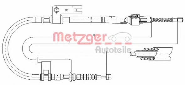 Metzger 17.0588 Parking brake cable, right 170588