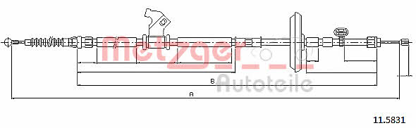 Metzger 11.5831 Parking brake cable left 115831