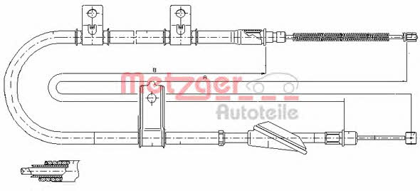 Metzger 17.2513 Cable Pull, parking brake 172513