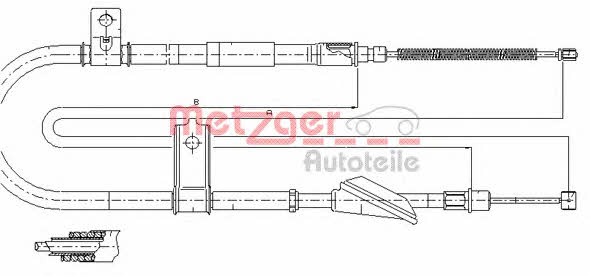 Metzger 17.2514 Parking brake cable, right 172514