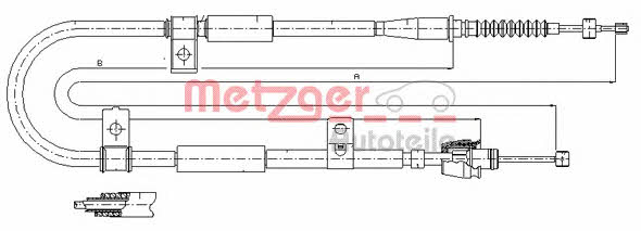 Metzger 17.2525 Parking brake cable, right 172525