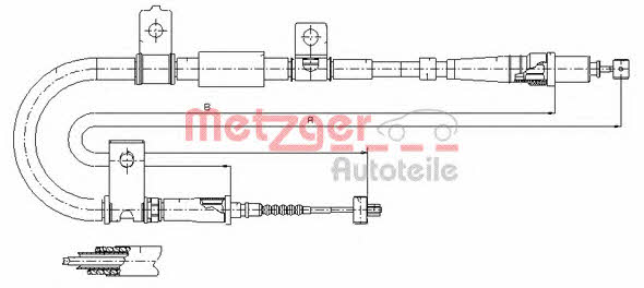 Metzger 17.2551 Parking brake cable, right 172551