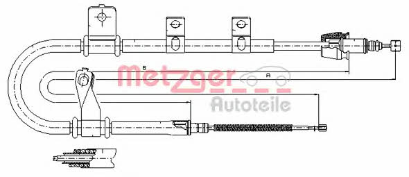 Metzger 17.2561 Parking brake cable, right 172561