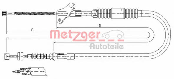 Metzger 17.2722 Parking brake cable, right 172722