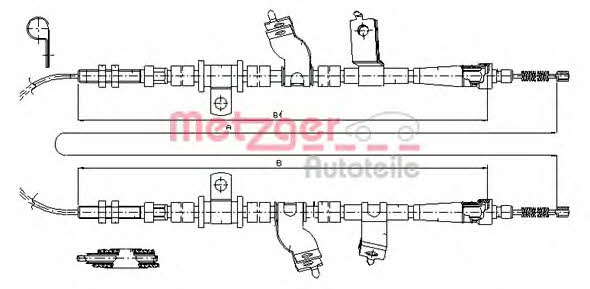 Metzger 17.3501 Cable Pull, parking brake 173501