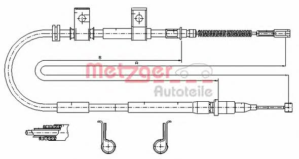 Metzger 17.3502 Cable Pull, parking brake 173502